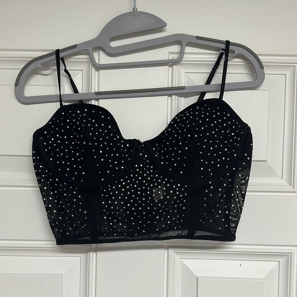 Black rhinestone top